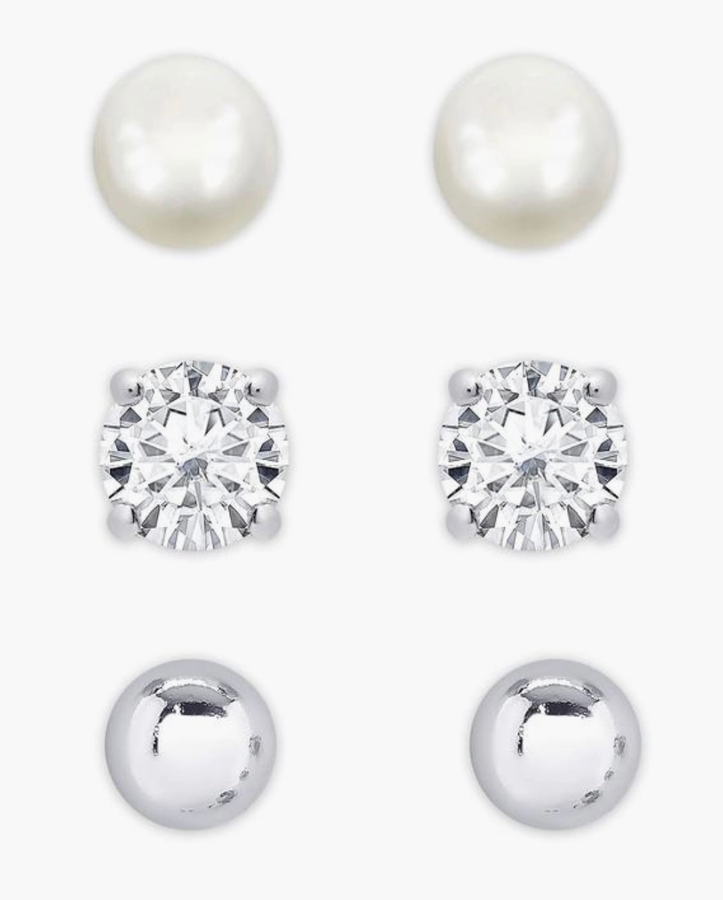 Freshwater Pearl And CZ Stud Set