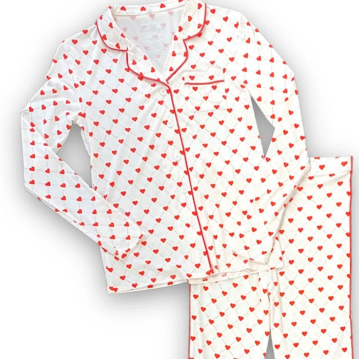 Katie J NYC - TWEEN MAIA LOUNGE SET - Red Heart/White