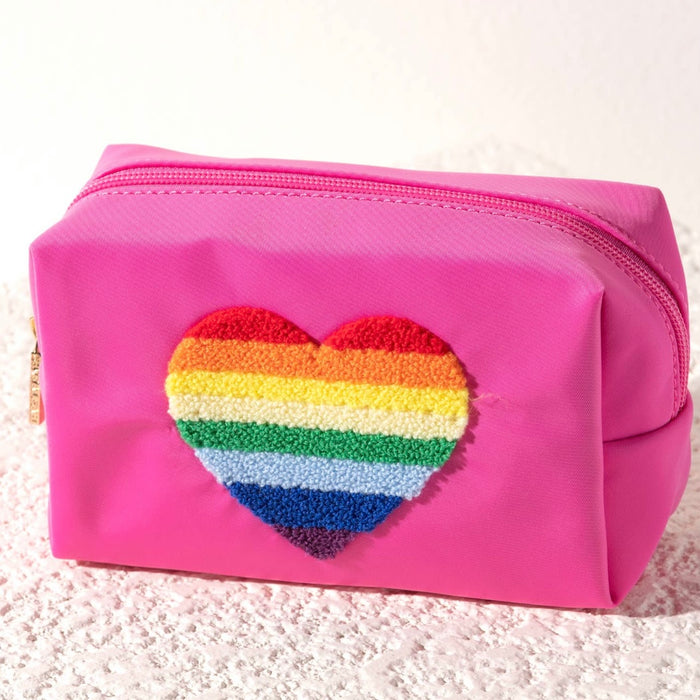 Rainbow Heart Cosmetic Zip Pouch