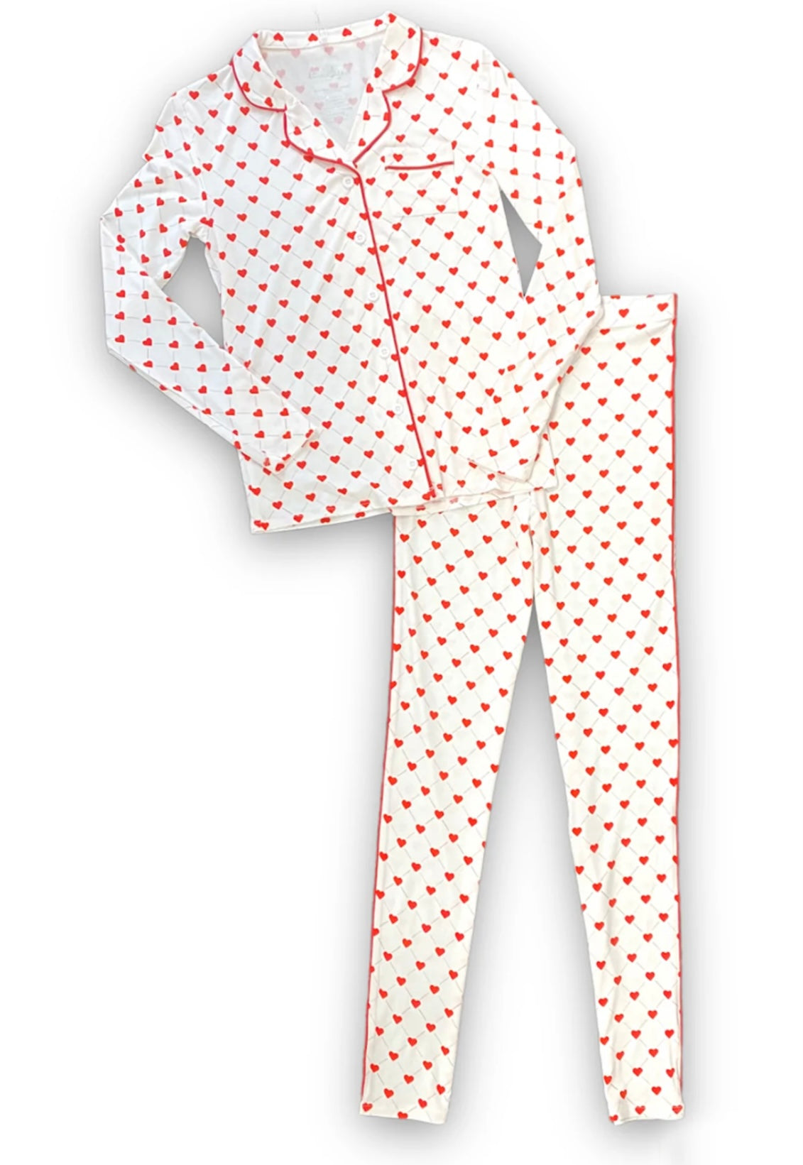 Katie J NYC - TWEEN MAIA LOUNGE SET - Red Heart/White