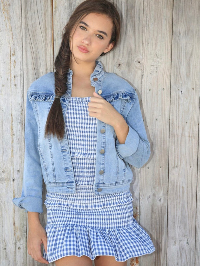 Katie J NYC  Tween Emily Ruffle Denim Jean Jacket