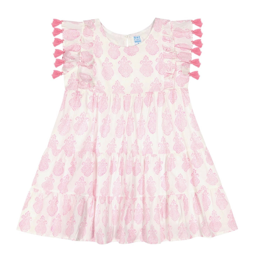 Mer St. Barth Girls Sophie Tassel Dress - Pink Paisley