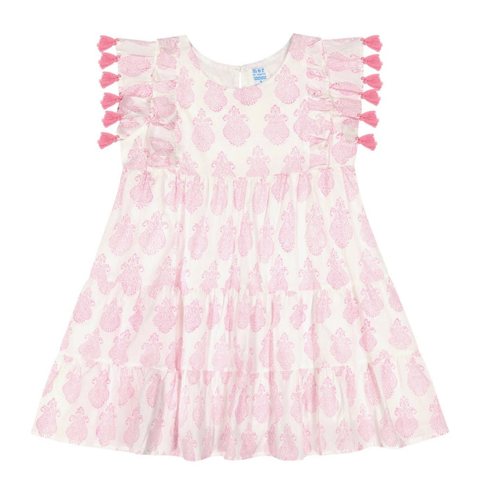 Mer St. Barth Girls Sophie Tassel Dress - Pink Paisley