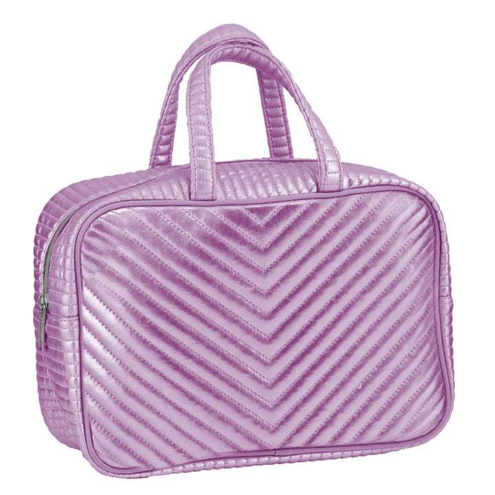 Pink Chevron Quilted Cosmetic Bag