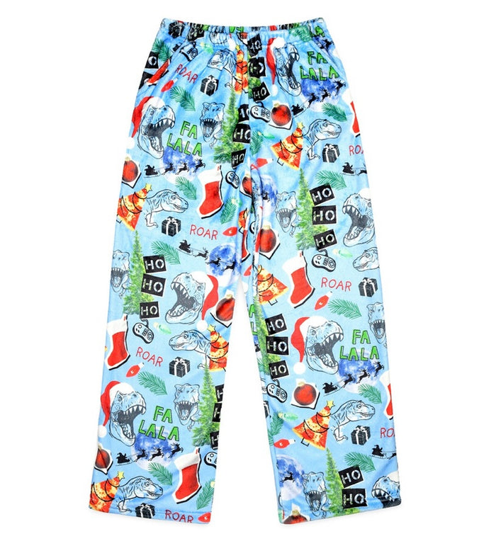 Dino Merry Rex-Mas Printed Plush Pants