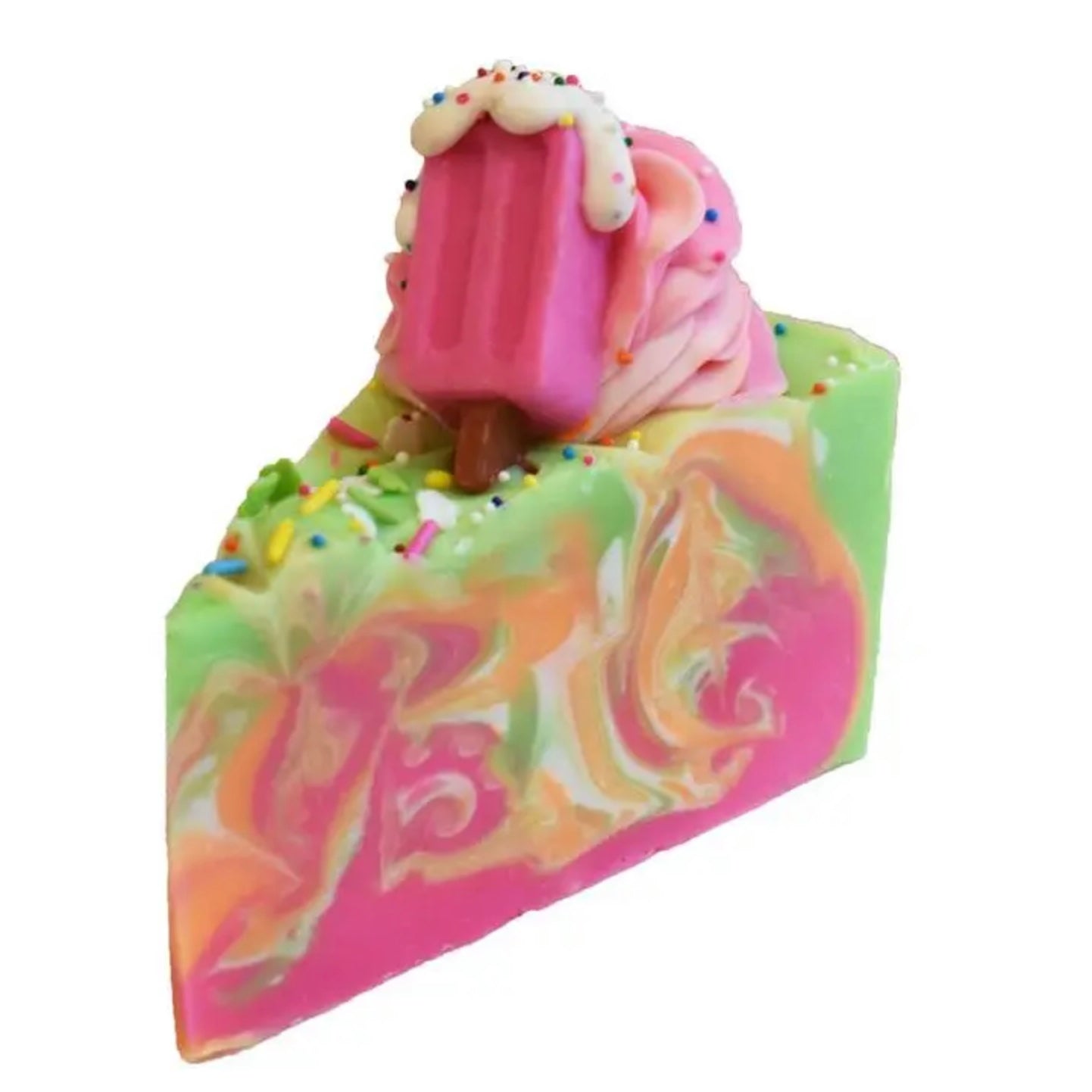 Rainbow Sherbet Soap Cake Slice