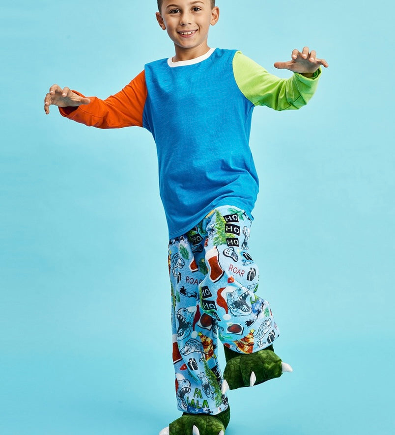 Dino Merry Rex-Mas Printed Plush Pants