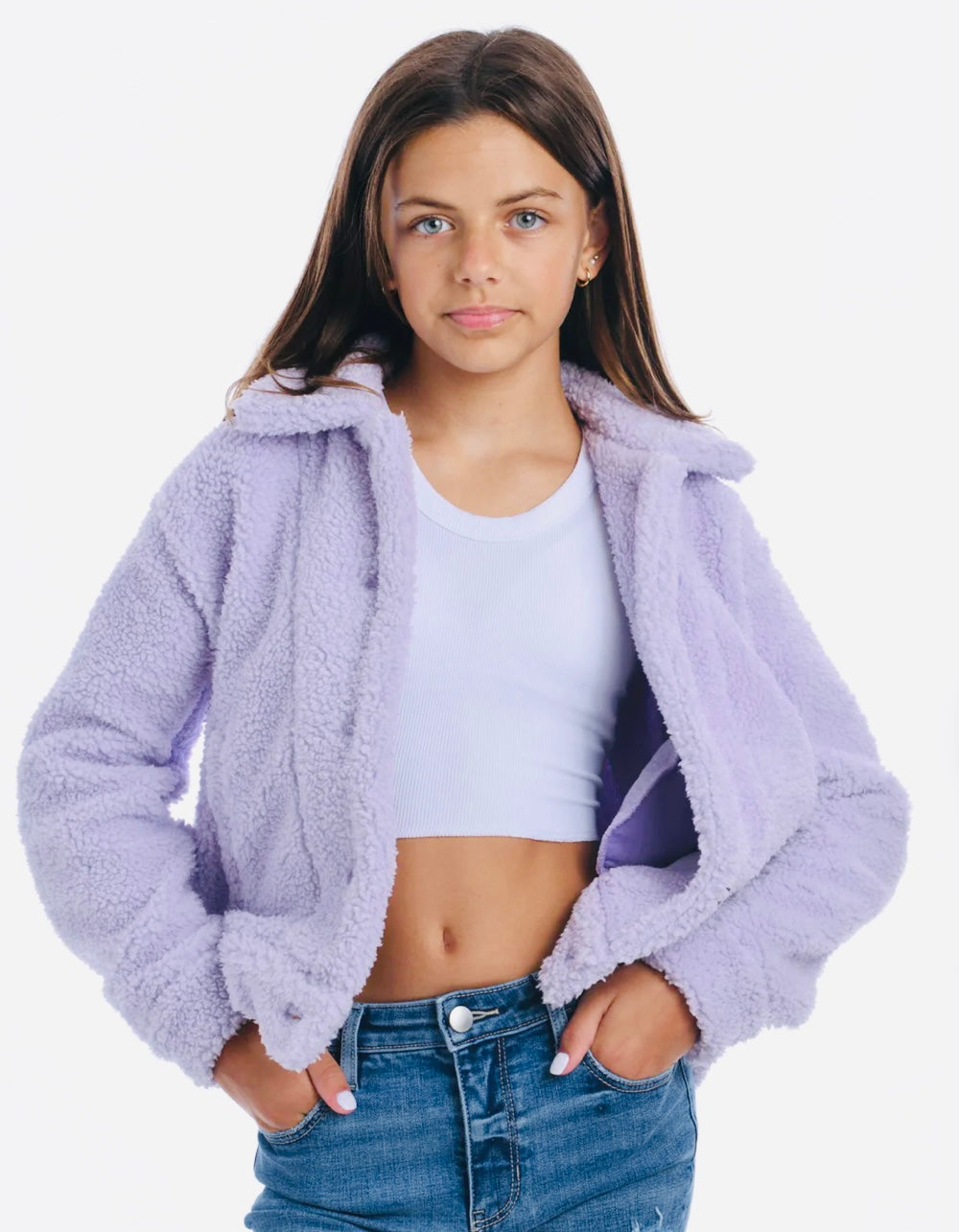 Katie J NYC  Tween Jilly Sherpa Moto Jacket - Lilac