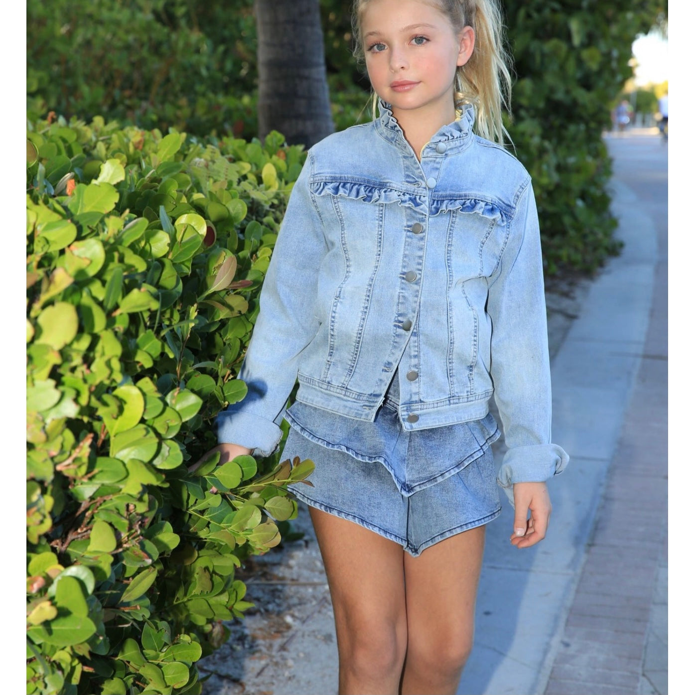 Katie J NYC  Tween Emily Ruffle Denim Jean Jacket