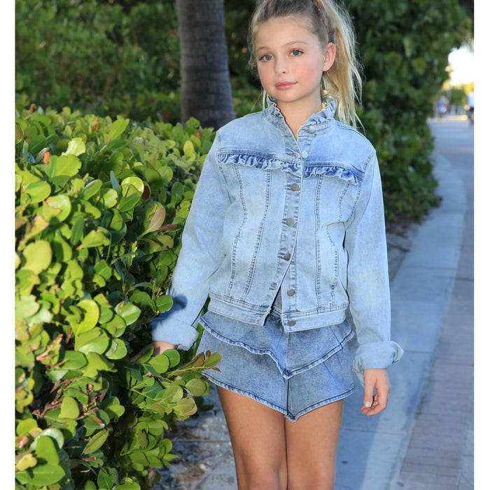 Katie J NYC  Tween Emily Ruffle Denim Jean Jacket