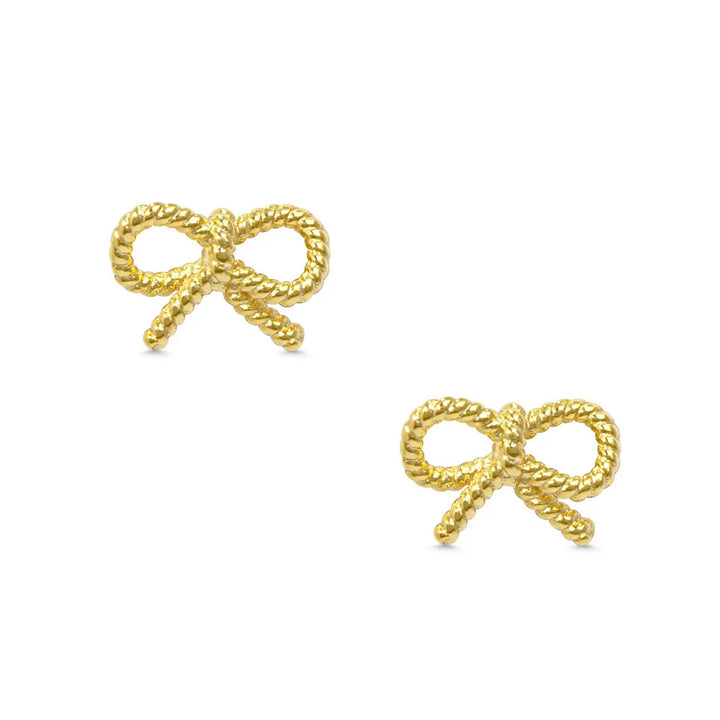 Bow Twist Stud Earrings - Gold plated